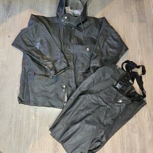 Carhartt PVC Rainwear Bib Overall & Jacket Mens L Green‎ Workwear C62grn R79grn